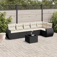 Set Divani da Giardino con Cuscini 7pz Nero Polyrattan 3253733