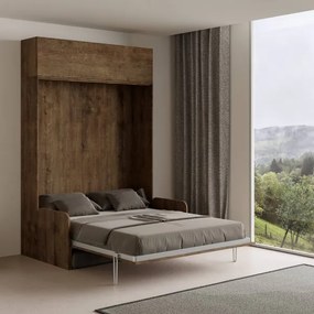 Letto matrimoniale a scomparsa 160 cm con pensile Noce KENTARO SOFŔ