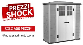 Casetta da giardino GAROFALO Pagoda EVO L in pvc grigio con porta doppio battente, superficie interna 1.83 m² e spessore parete 20 mm