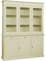 Cristalliera 3 porte legno shabby avorio 156x42x205 - Mobili 2G