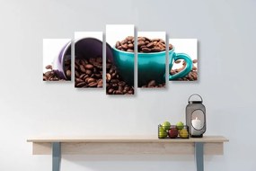 Quadri 5 pezzi – Tazze con chicchi di caffè