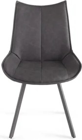 Sedia da pranzo in ecopelle con seduta e gambe Antracite CLODIA Set 2 pz