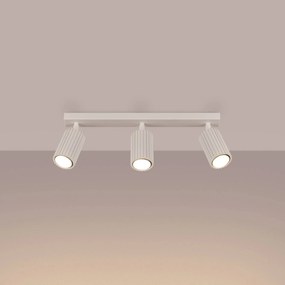 SOLLUX LIGHTING Faretto da soffitto in carbonio, beige, lunghezza 45 cm, alluminio, a 3 luci.