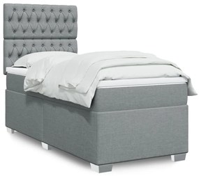 Giroletto A Molle Con Materasso Grigio Chiaro 90x190 Cm Tessuto /