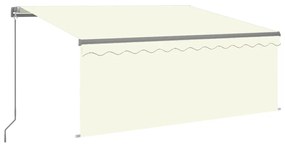 Tenda da Sole Retrattile Manuale con LED 3x2,5 m Crema