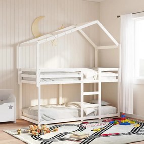 Letto A Castello Senza Materasso Bianco 90x190cm Massello Pino /