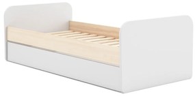 Letto per bambini in pino bianco/naturale con letto estraibile e contenitore 90x200 cm Esteban - Marckeric