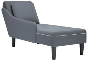 Sdraio Con Cuscino E Bracciolo Destro İn Velluto Grigio Scuro /