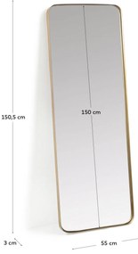 Kave Home - Specchio da parete Marco in metallo dorato 55 x 150,5 cm