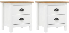 Comodini Hill Bianchi 2 Pz 46x35x49,5 Cm Legno Massello Di Pino /