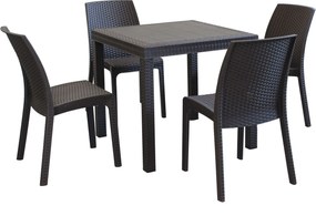 CALIGOLA - set tavolo in resina effetto rattan cm 80 x 80 x 74 h con 4 sedie Alma