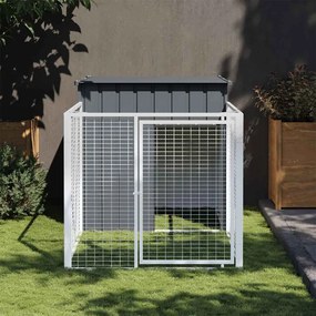 Casetta Cani Con Corsa Antracite 110x201x110 Cm Acciaio Zincato /
