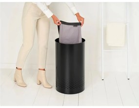 Cesto portabiancheria in metallo nero opaco 60 l - Brabantia