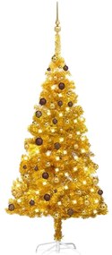 Albero di Natale Preilluminato con Palline Oro in diverse misure PET, Albero di Natale Preilluminato con Palline Oro 180 cm PET