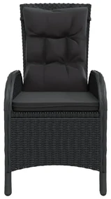 Set da pranzo per giardino 11 pz in polyrattan nero