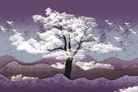 Carta da parati – Albero immerso tra le nuvole