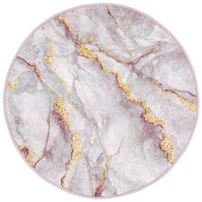 Tappeto rotondo rosa chiaro/dorato lavabile ø 100 cm Marble – Mila Home