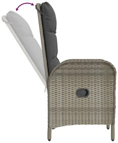 Set da Pranzo da Giardino 5 pz con Cuscini in Polyrattan Grigio