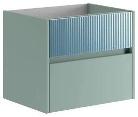 Mobile da bagno sotto lavabo Niwa verde timo frontale in vetro blu pacifico laccato opaco L 59.5 x H 50 x P 45.5 cm 2 cassetti, lavabo non incluso