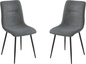 Sedia da pranzo in tessuto Grigio Scuro gambe metallo Nero - MANDY 2 sedie