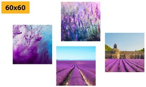 Set di quadri – Lavanda con astrazione