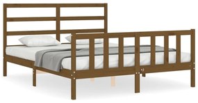 Giroletto con testiera miele 5ft king size in legno massello