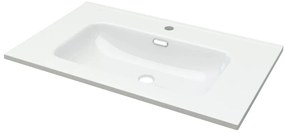 Lavabo d'appoggio rettangolare New L 75 x H 1.8 x P 46 cm in ceramica bianco