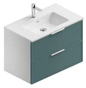 Mobile sottolavabo e lavabo Quadra per vasca centrale bianco-mirto in mdf L 80 x H 57 x P 46 cm 2 cassetti