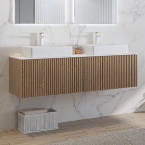 Mobile bagno sospeso 140cm rovere cannettato KDS-140SF - KAMALU