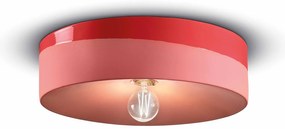 Plafoniera Grande Vintage Decò Pi Ceramica Rosso Corallo 1 Luce E27