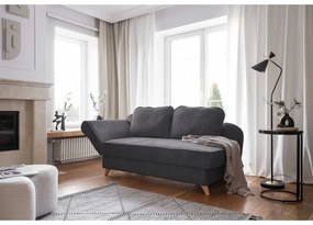 Chaise longue grigia (con penisola a sinistra) con rivestimento in velluto a coste Chic Charlotte – Miuform