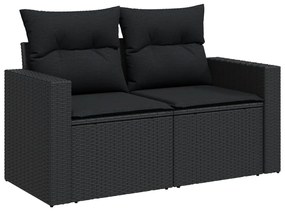 Set divani da giardino 5 pz con cuscini in polyrattan nero