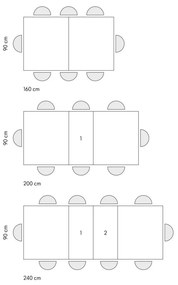 Tavolo allungabile AMALFI in legno effetto olmo perla e gambe a X antracite, allungabile 160&#215;90 cm &#8211; 240&#215;90 cm