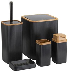 Set da bagno ZOYA 5 pz nero/marrone