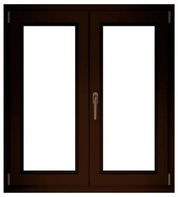 Finestra in PVC noce L 100 x H 120 cm, 2 ante apertura a destra