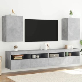 Mobili TV Muro 2pz Grigio Cemento 40,5x30x60 Legno Multistrato