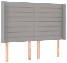 Testiera ad orecchio grigio chiaro 147x16x118/128 cm in tessuto