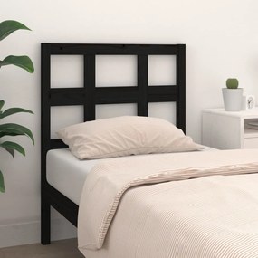 Testiera per letto nera 80,5x4x100 cm in legno massello di pino