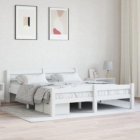 Giroletto Senza Materasso Bianco 160x200 Cm İn Legno Di Pino /