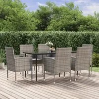 Set da Pranzo da Giardino 7 pz Antracite con Cuscini Polyrattan 3156783