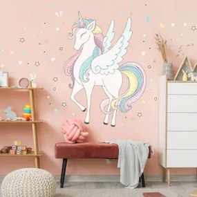 Carta da parati autoadesiva Unicorn - adesivo in tessuto con colori dell'arcobaleno | Inspio