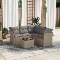 Set Divano da Giardino 6 pz con Cuscini Beige in Polyrattan 3249468