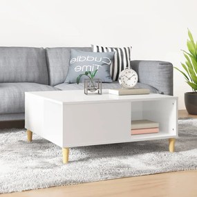 Tavolino Salotto Bianco Lucido 80x80x36,5 Cm Legno Multistrato /