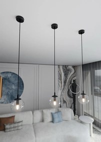 Lampada a sospensione COSMO 1 BL in acciaio e vetro E14