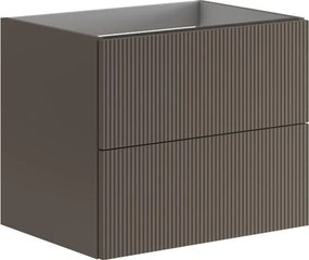 Cassettiera Opera 2 cassetti, cannettato laccato opaco grigio carbone L59,5 H50 P45,5 cm