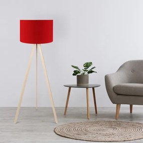 Lampada Treppiede Da Pavimento 38x140 Cm Design Moderno 60W Crema E Rosso