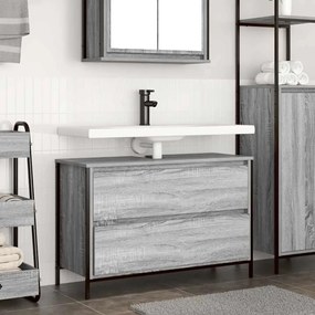 Mobile Lavabo Da Bagno Con Cassetti Grigio Sonoma 90x34,5x60 Cm /