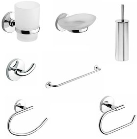 Set di accessori da bagno METAFORM Kit One 8 PZ in acciaio L 63 x H 15.5 x P 10 cm cromo