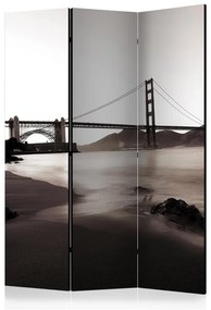 Paravento  San Francisco: Golden Gate Bridge in black and white [Room Dividers]  Colore ---, Dimensioni e Misure 135x172