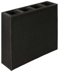 Letto Rialzato Da Giardino Con 4 Vasi İn Polyrattan Nero /